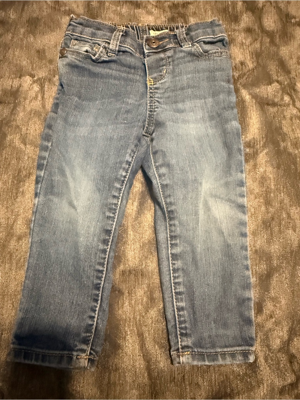 OshKosh Bgosh Baby Boys Super Skinny Blue Stretch Jeans Toddler Size 18M Clean